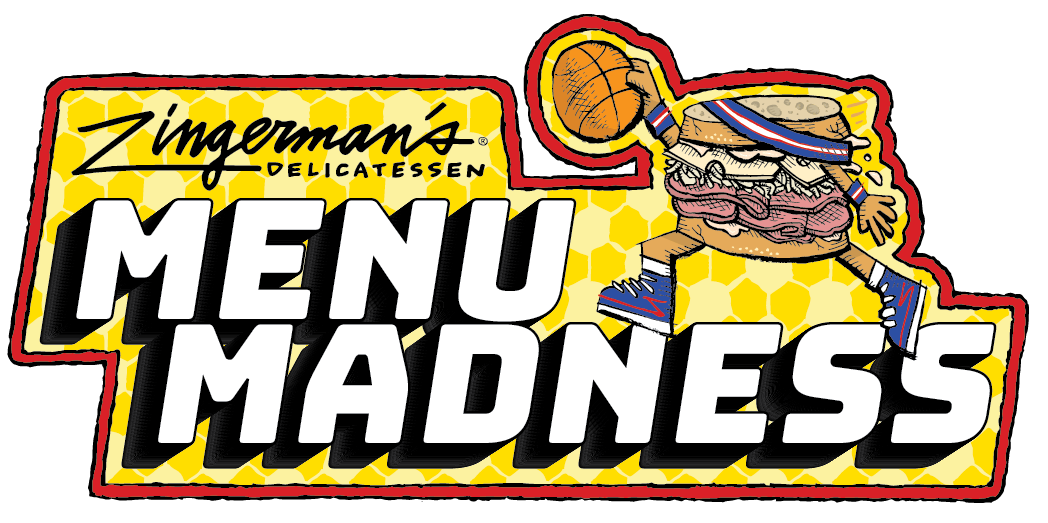 A basketball sandwich over the words menu madness